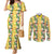 Hawaiian Palaka Couples Matching Mermaid Dress and Long Sleeve Button Shirt Hibiscus Pineapple Lei - Polynesian Pride