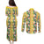 Hawaiian Palaka Couples Matching Puletasi and Long Sleeve Button Shirt Hibiscus Pineapple Lei - Polynesian Pride