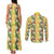 Hawaiian Palaka Couples Matching Tank Maxi Dress and Long Sleeve Button Shirt Hibiscus Pineapple Lei - Polynesian Pride