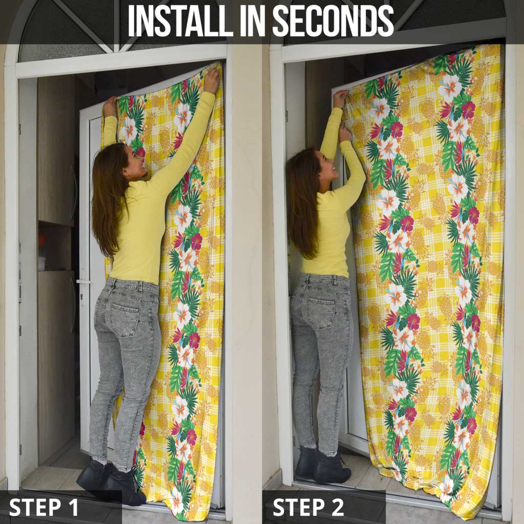 Hawaiian Palaka Door Cover Hibiscus Pineapple Lei - Polynesian Pride