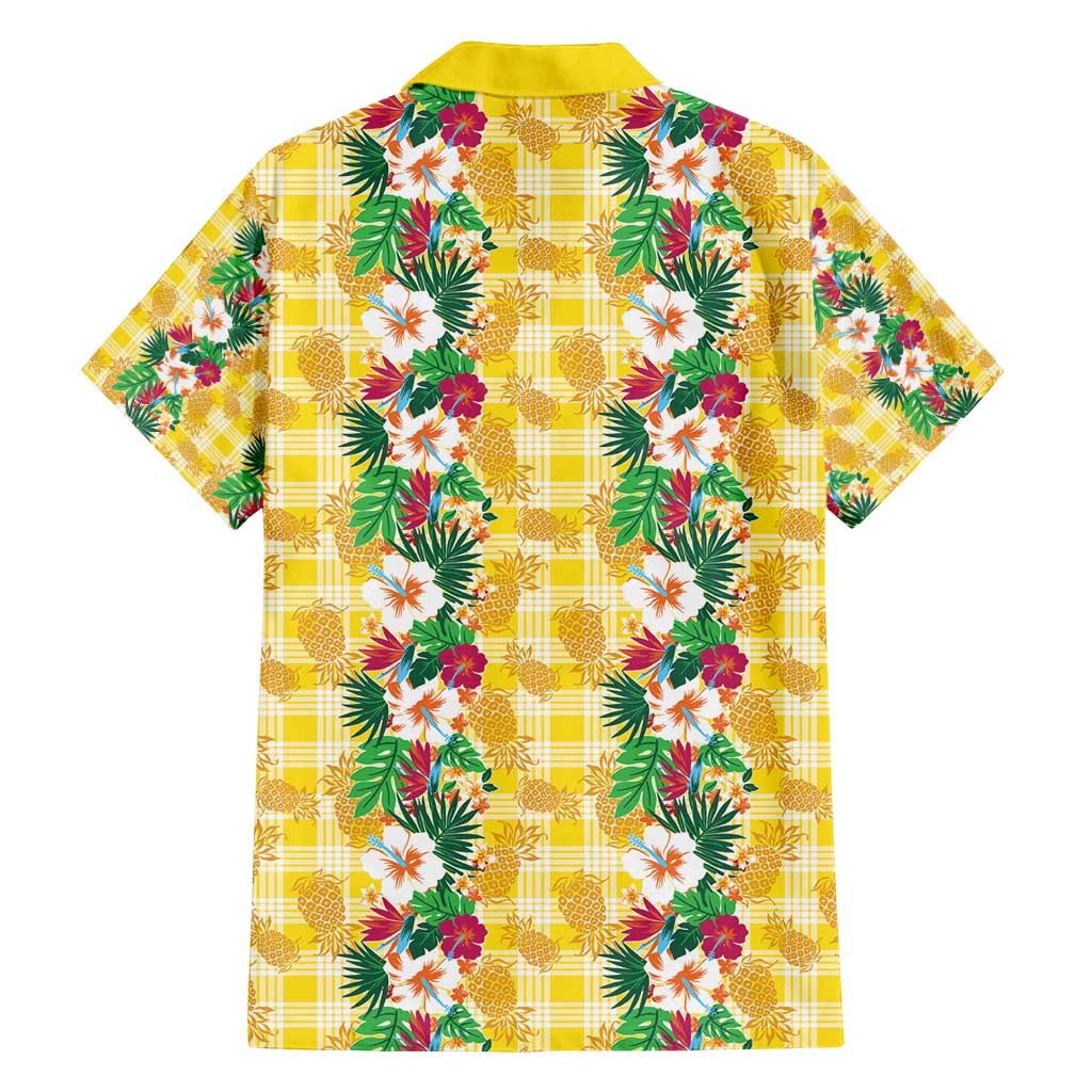 Hawaiian Palaka Family Matching Off Shoulder Maxi Dress and Hawaiian Shirt Hibiscus Pineapple Lei - Polynesian Pride