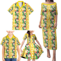 Hawaiian Palaka Family Matching Puletasi and Hawaiian Shirt Hibiscus Pineapple Lei LT9 - Polynesian Pride