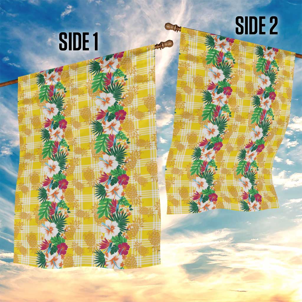 Hawaiian Palaka Garden Flag Hibiscus Pineapple Lei - Polynesian Pride