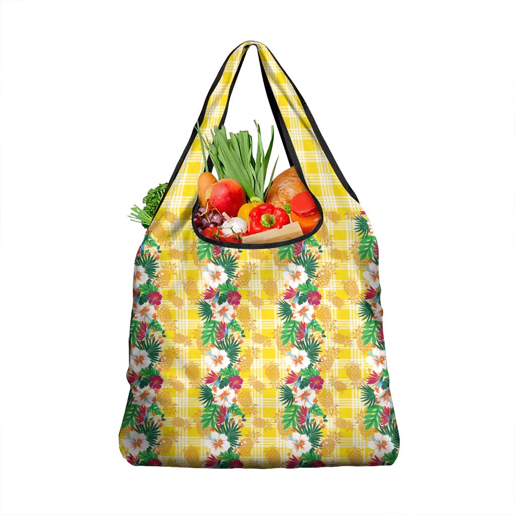 Hawaiian Palaka Grocery Bag Hibiscus Pineapple Lei - Polynesian Pride