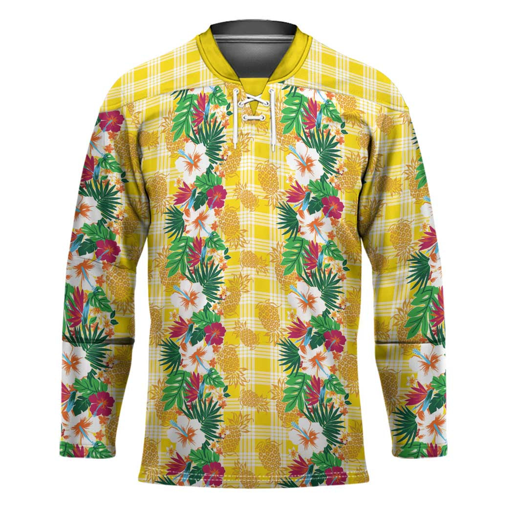 Hawaiian Palaka Hockey Jersey Hibiscus Pineapple Lei - Polynesian Pride
