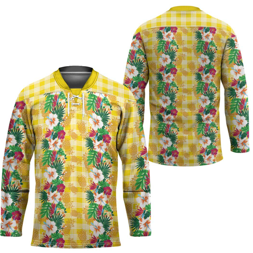 Hawaiian Palaka Hockey Jersey Hibiscus Pineapple Lei - Polynesian Pride
