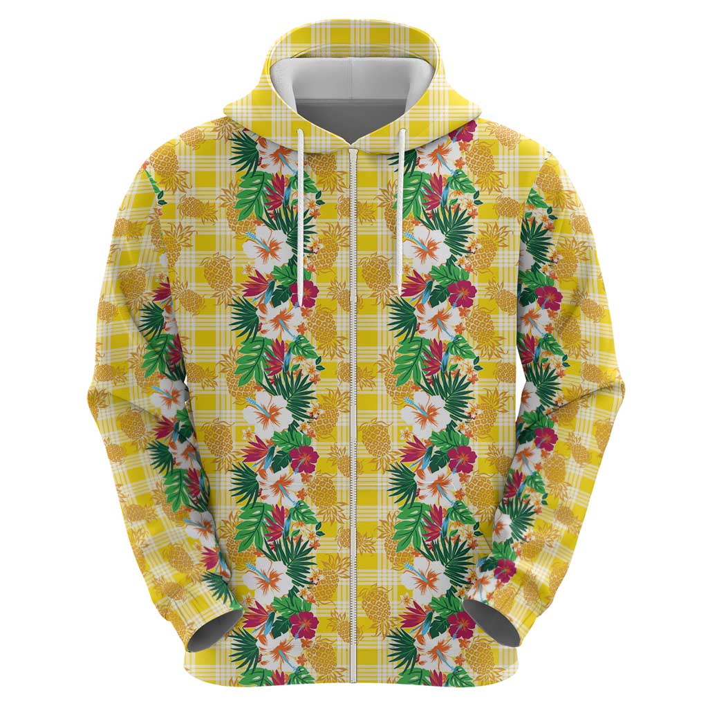 Hawaiian Palaka Hoodie Hibiscus Pineapple Lei - Polynesian Pride