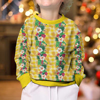 Hawaiian Palaka Kid Ugly Christmas Sweater Hibiscus Pineapple Lei - Polynesian Pride