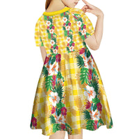 Hawaiian Palaka Kid Short Sleeve Dress Hibiscus Pineapple Lei - Polynesian Pride