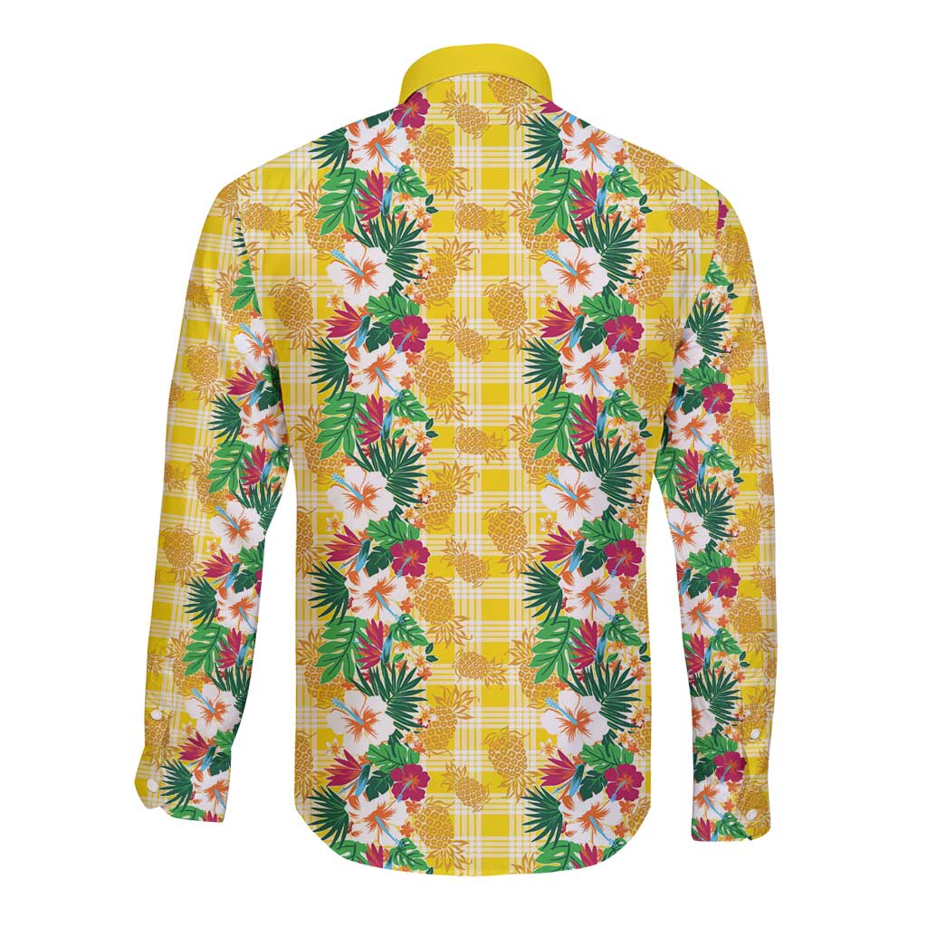 Hawaiian Palaka Long Sleeve Button Shirt Hibiscus Pineapple Lei LT9 - Polynesian Pride
