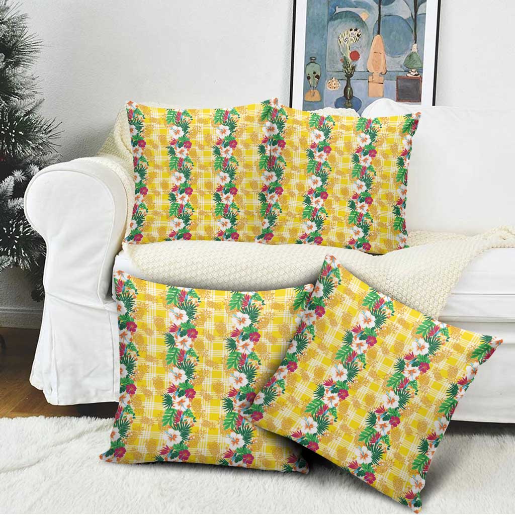 Hawaiian Palaka Pillow Cover Hibiscus Pineapple Lei - Polynesian Pride