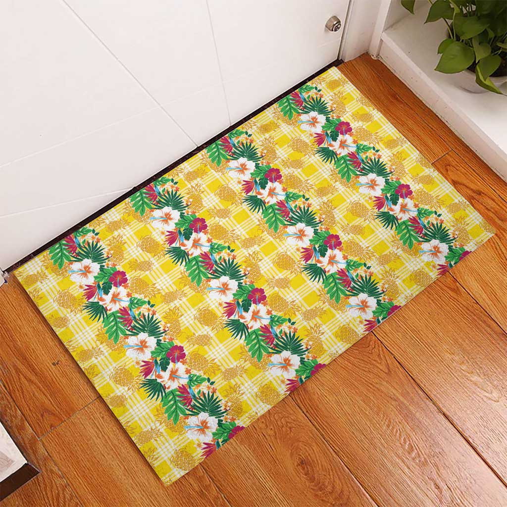 Hawaiian Palaka Rubber Doormat Hibiscus Pineapple Lei LT9 - Polynesian Pride