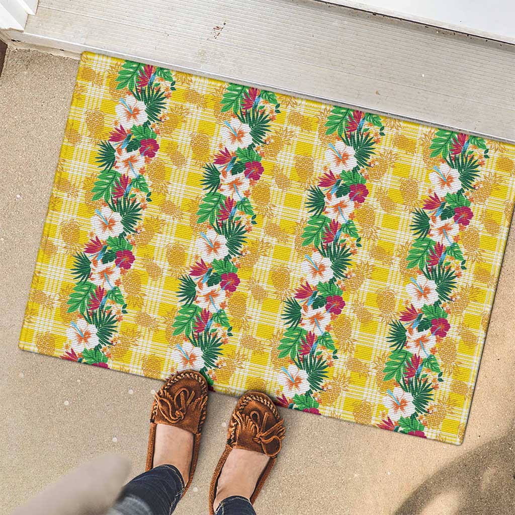 Hawaiian Palaka Rubber Doormat Hibiscus Pineapple Lei LT9 - Polynesian Pride