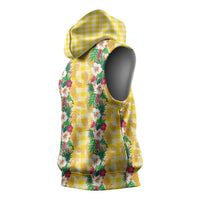 Hawaiian Palaka Sleeveless Hoodie Hibiscus Pineapple Lei LT9 - Polynesian Pride
