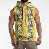 Hawaiian Palaka Sleeveless Hoodie Hibiscus Pineapple Lei LT9 - Polynesian Pride