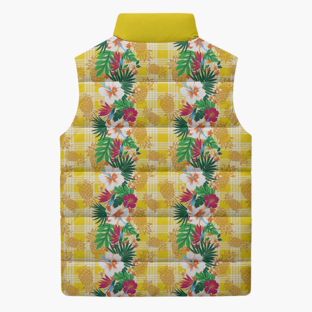 Hawaiian Palaka Sleeveless Puffer Jacket Hibiscus Pineapple Lei LT9 - Polynesian Pride