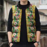 Hawaiian Palaka Sleeveless Puffer Jacket Hibiscus Pineapple Lei LT9 - Polynesian Pride