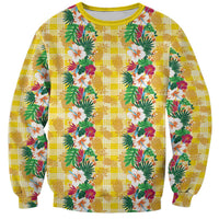 Hawaiian Palaka Sweatshirt Hibiscus Pineapple Lei LT9 Unisex Yellow - Polynesian Pride