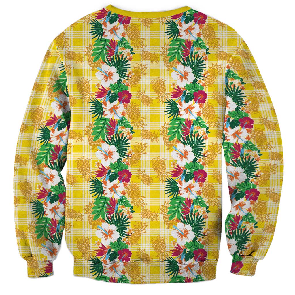 Hawaiian Palaka Sweatshirt Hibiscus Pineapple Lei LT9 - Polynesian Pride