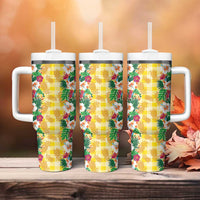 Hawaiian Palaka Tumbler With Handle Hibiscus Pineapple Lei - Polynesian Pride