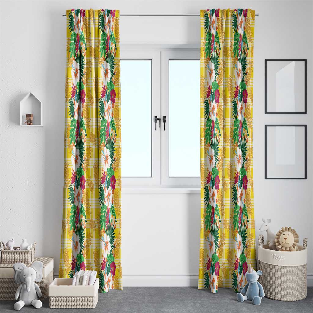 Hawaiian Palaka Window Curtain Hibiscus Pineapple Lei LT9 - Polynesian Pride