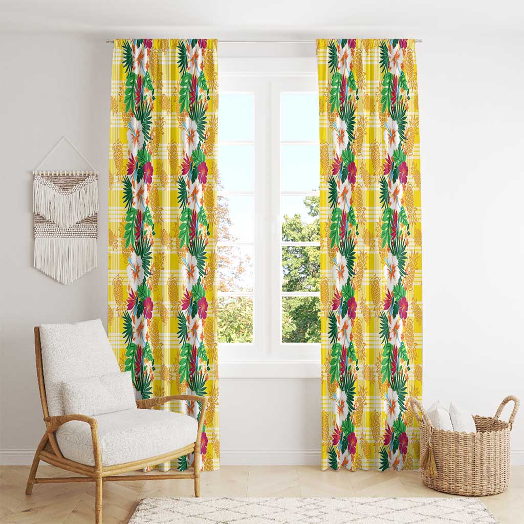 Hawaiian Palaka Window Curtain Hibiscus Pineapple Lei LT9 - Polynesian Pride