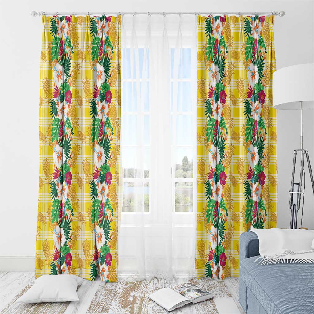 Hawaiian Palaka Window Curtain Hibiscus Pineapple Lei LT9 - Polynesian Pride