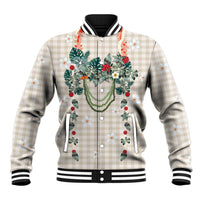 Brown Hawaiian Palaka Baseball Jacket Kukui Nut Money Lei LT9 Unisex Brown - Polynesian Pride