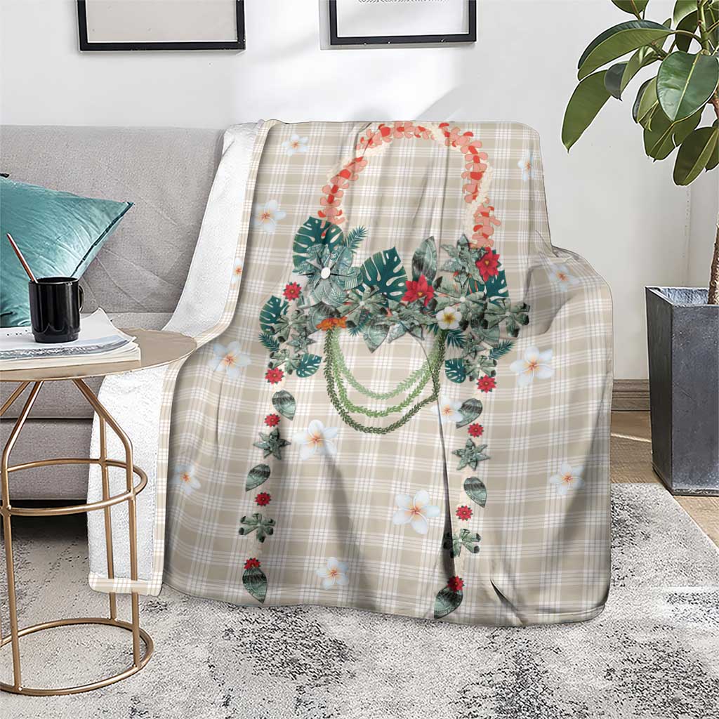 Brown Hawaiian Palaka Blanket Kukui Nut Money Lei - Polynesian Pride