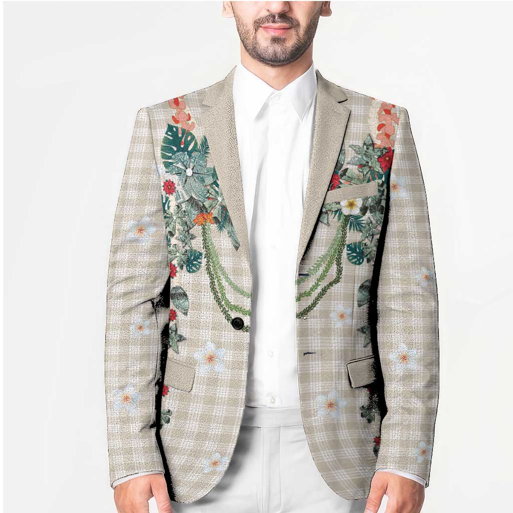 Brown Hawaiian Palaka Blazer Kukui Nut Money Lei LT9 - Polynesian Pride