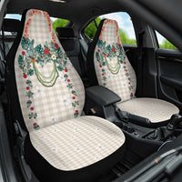 Brown Hawaiian Palaka Car Seat Cover Kukui Nut Money Lei - Polynesian Pride