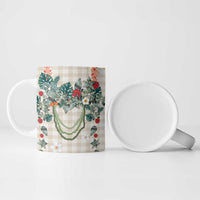 Brown Hawaiian Palaka Ceramic Mug Kukui Nut Money Lei - Polynesian Pride