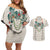 Brown Hawaiian Palaka Couples Matching Off Shoulder Short Dress and Hawaiian Shirt Kukui Nut Money Lei - Polynesian Pride