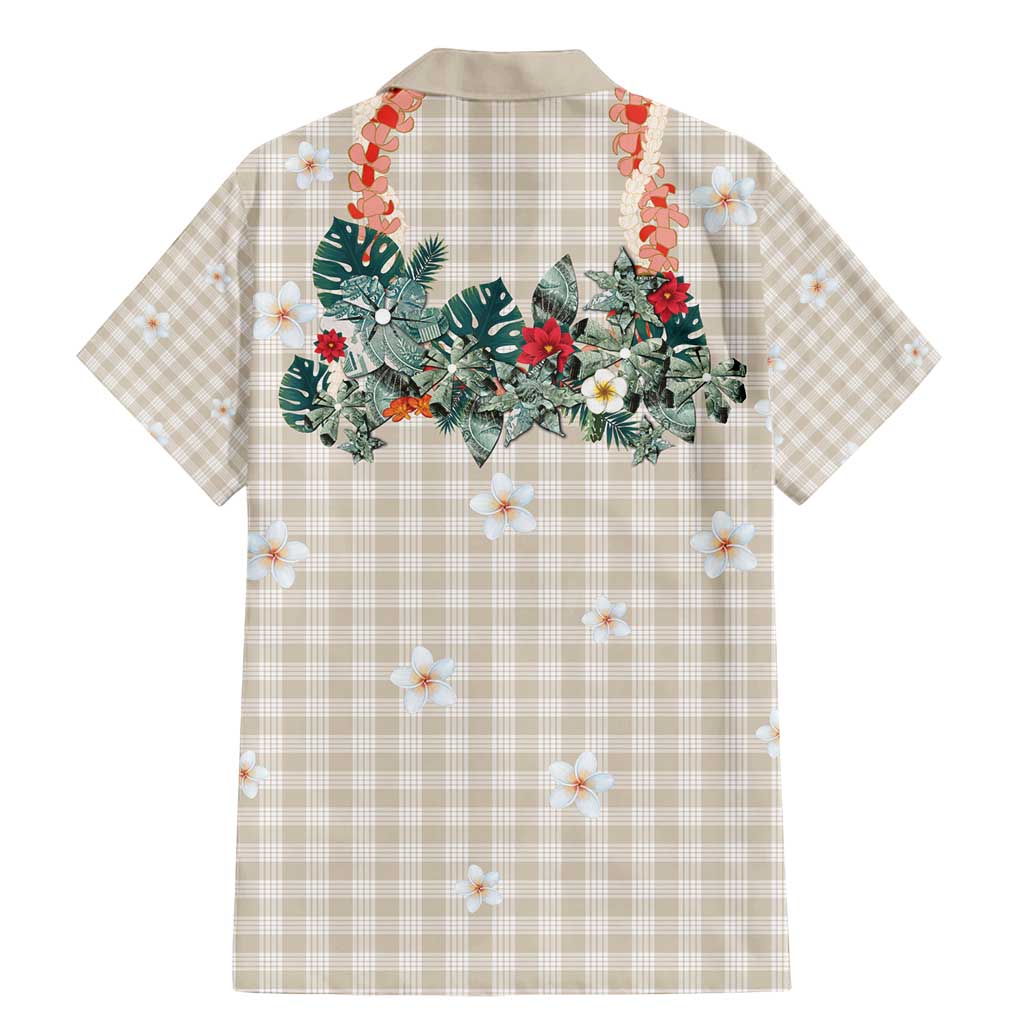 Brown Hawaiian Palaka Family Matching Mermaid Dress and Hawaiian Shirt Kukui Nut Money Lei - Polynesian Pride