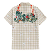 Brown Hawaiian Palaka Family Matching Mermaid Dress and Hawaiian Shirt Kukui Nut Money Lei - Polynesian Pride