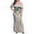 Brown Hawaiian Palaka Family Matching Off Shoulder Maxi Dress and Hawaiian Shirt Kukui Nut Money Lei - Polynesian Pride