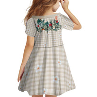 Brown Hawaiian Palaka Family Matching Off Shoulder Short Dress and Hawaiian Shirt Kukui Nut Money Lei - Polynesian Pride