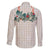 Brown Hawaiian Palaka Family Matching Off Shoulder Short Dress and Hawaiian Shirt Kukui Nut Money Lei - Polynesian Pride