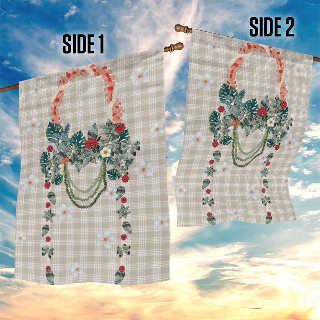 Brown Hawaiian Palaka Garden Flag Kukui Nut Money Lei - Polynesian Pride