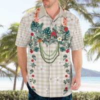 Brown Hawaiian Palaka Hawaiian Shirt Kukui Nut Money Lei - Polynesian Pride