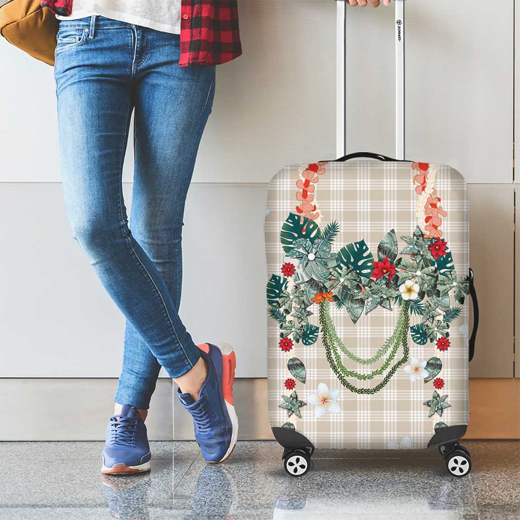 Brown Hawaiian Palaka Luggage Cover Kukui Nut Money Lei - Polynesian Pride