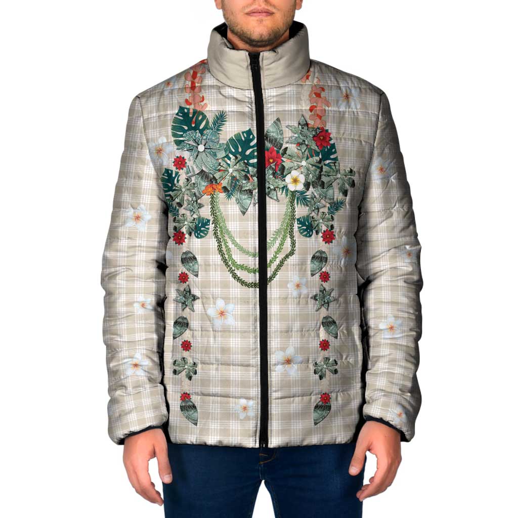 Brown Hawaiian Palaka Padded Jacket Kukui Nut Money Lei LT9 Men Brown - Polynesian Pride