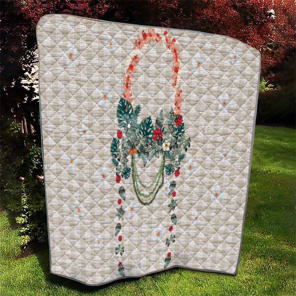 Brown Hawaiian Palaka Quilt Kukui Nut Money Lei - Polynesian Pride