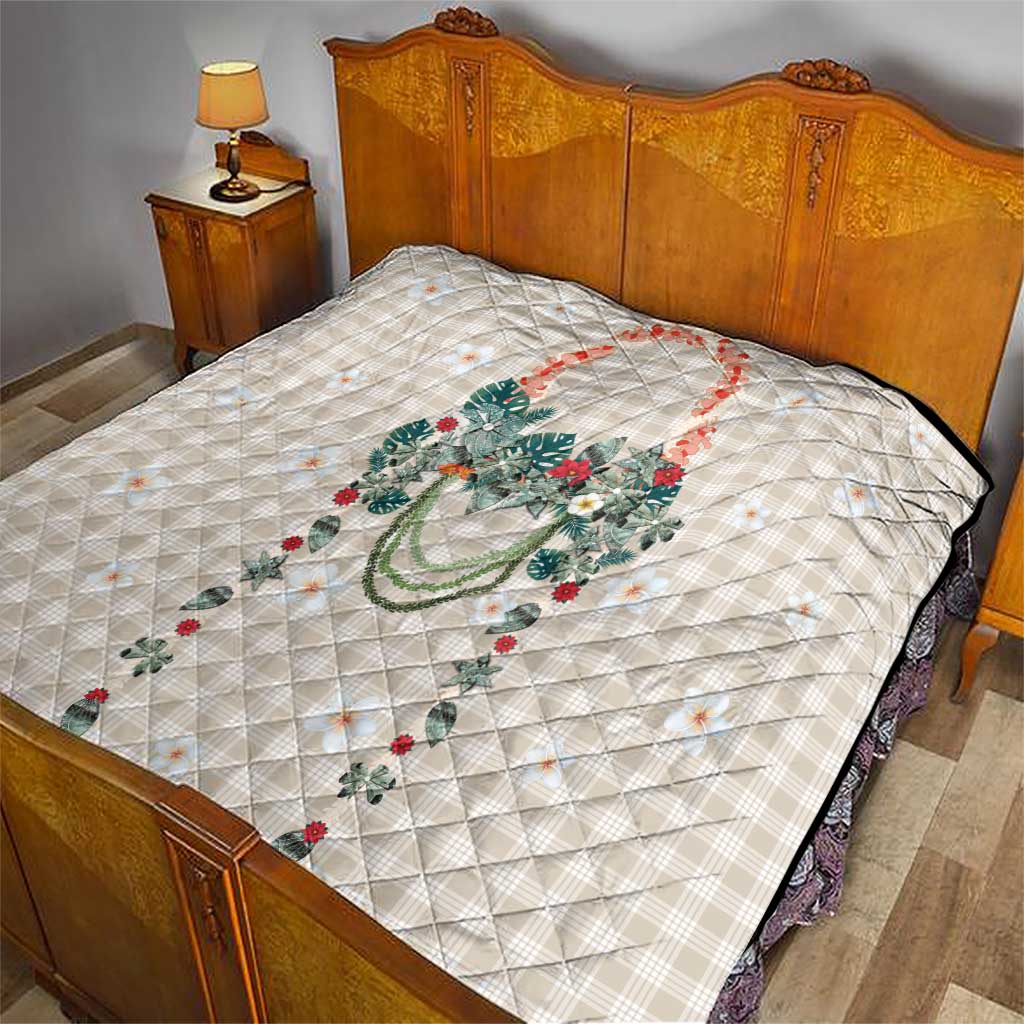 Brown Hawaiian Palaka Quilt Kukui Nut Money Lei - Polynesian Pride