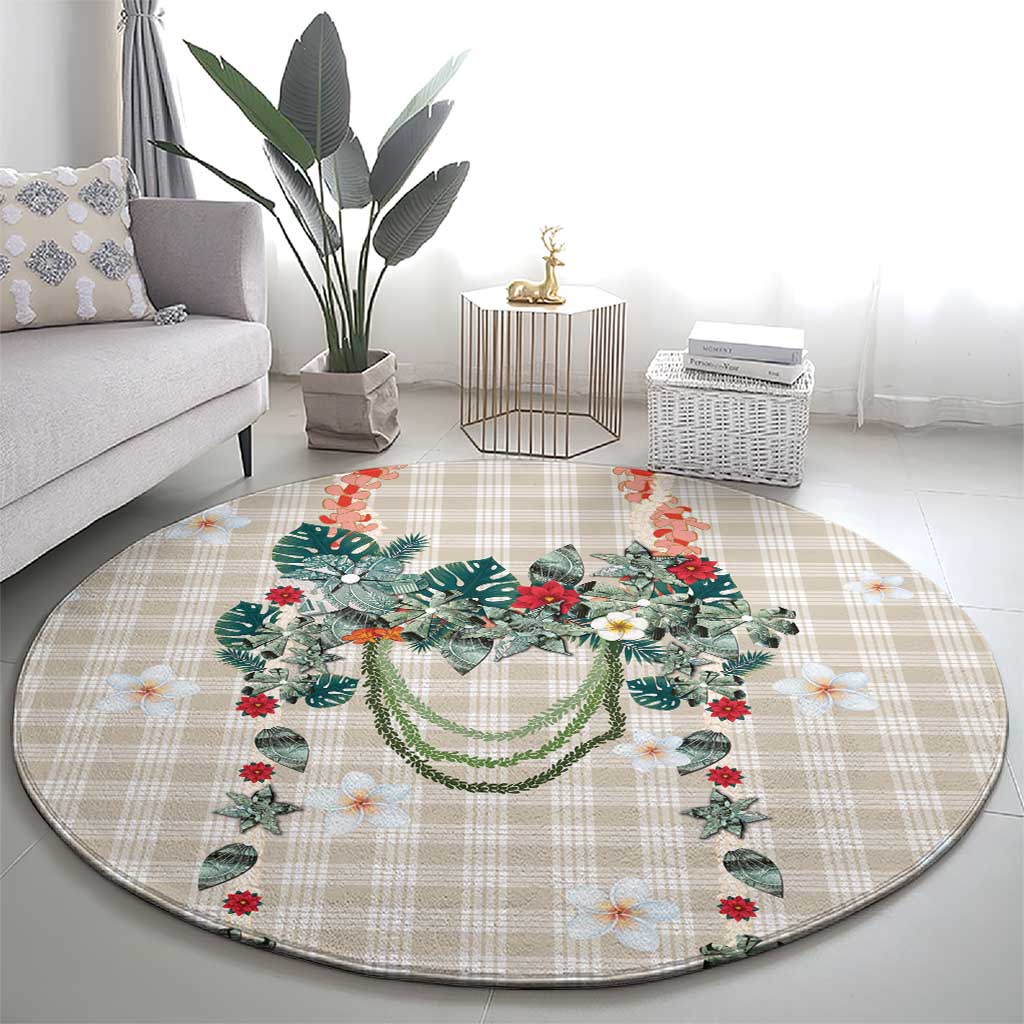Brown Hawaiian Palaka Round Carpet Kukui Nut Money Lei LT9 - Polynesian Pride