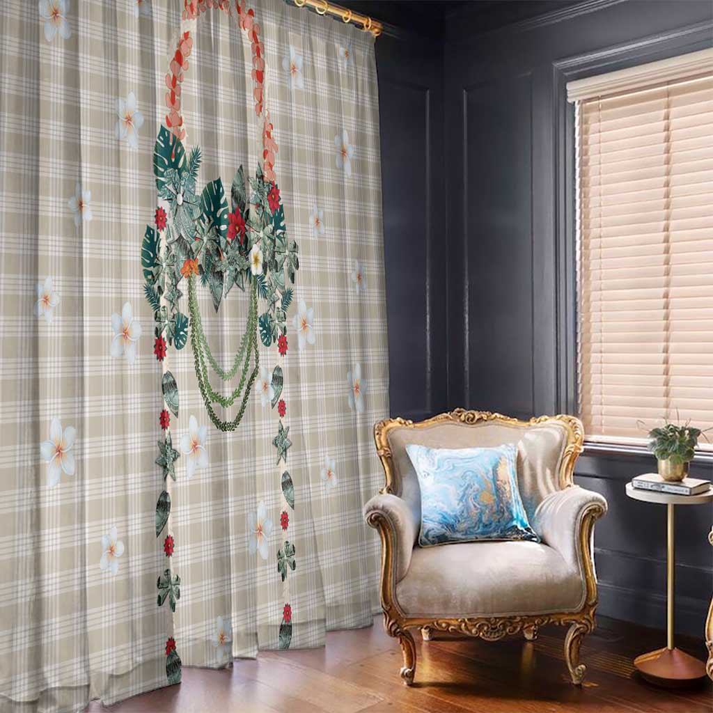 Brown Hawaiian Palaka Window Curtain Kukui Nut Money Lei LT9 - Polynesian Pride