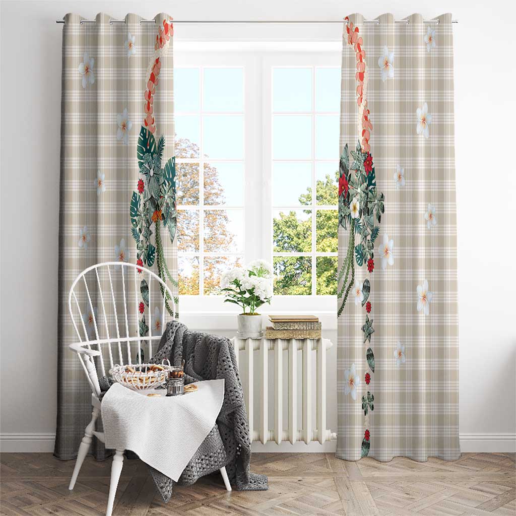 Brown Hawaiian Palaka Window Curtain Kukui Nut Money Lei LT9 - Polynesian Pride