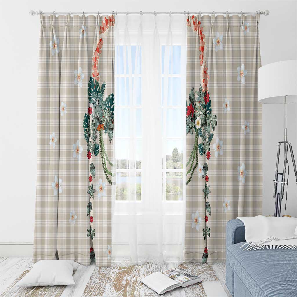 Brown Hawaiian Palaka Window Curtain Kukui Nut Money Lei LT9 - Polynesian Pride