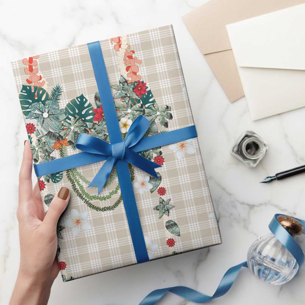 Brown Hawaiian Palaka Wrapping Paper Kukui Nut Money Lei - Polynesian Pride