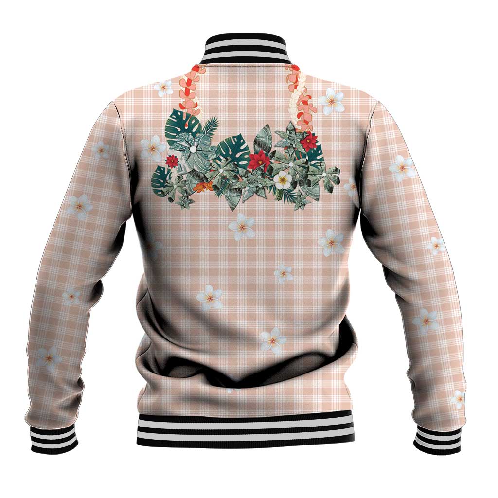 Peach Hawaiian Palaka Baseball Jacket Kukui Nut Money Lei LT9 - Polynesian Pride